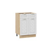 Шкаф напольный 600 с двумя ящиками и двумя дверями «Бьянка», Дуб Крафт золотой, Дуб белый