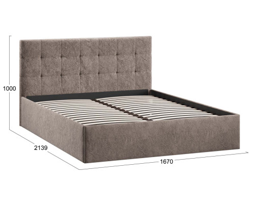 Кровать без ПМ «Джоли» 160 тип 1 (без подъемного механизма), микровелюр Wellmart Latte Кровать без ПМ «Джоли» 160 тип 1 (без подъемного механизма), микровелюр Wellmart Latte