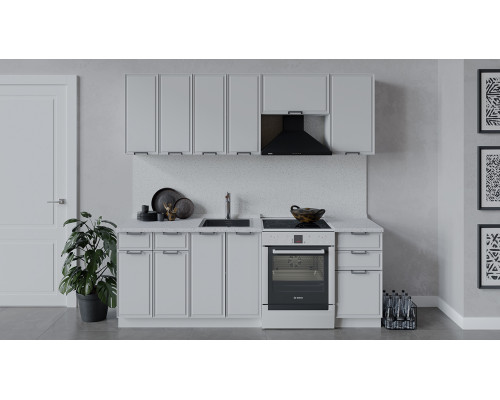 Кухонный гарнитур «Белладжио» длиной 220 см, белый, фон белый