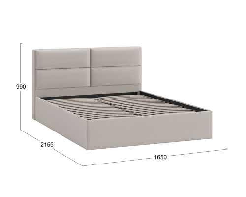 Кровать без ПМ «Глосс» Тип 1,1600, (без подъемного механизма),Велюр Confetti Smoke