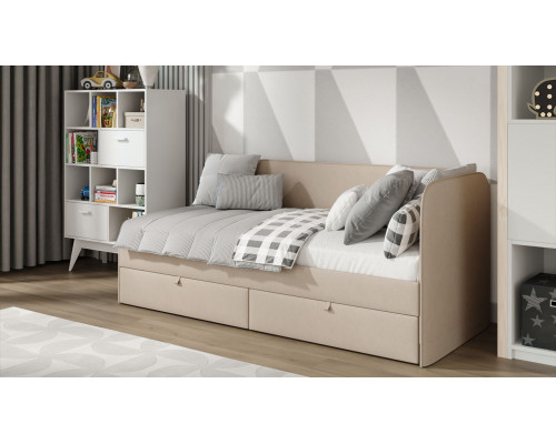 Кровать с мягкой обивкой «Молли» 80*200 Тип 1, Микровелюр Scandi Cream 03