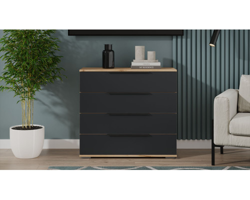 Комод «Джоли», Дуб Крафт золотой, Графит матовый