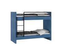 Кровать двухъярусная с мягкой обивкой «Дарси»,велюр синий