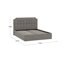 Кровать без ПМ «Анабель»,1600 тип 1 (без подъемного механизма),велюр мокко темный