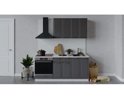Кухонный гарнитур «Белладжио» длиной 180 см со шкафом НБ,белый, софт графит