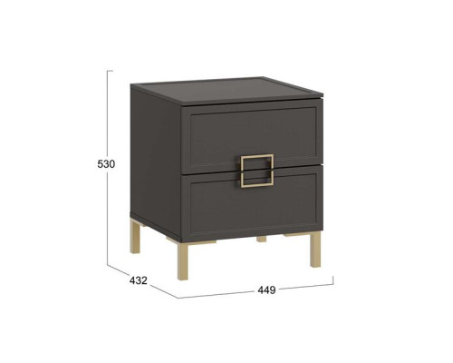 Тумба прикроватная «Стелла» с опорами, золото розовое, серый вулкан, фон серый