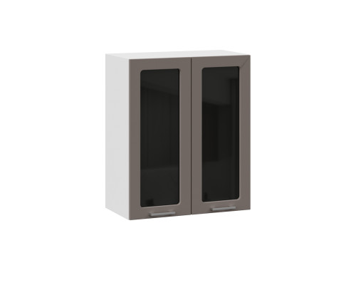 Шкаф навесной 600 c двумя дверями со стеклом «Габриэлла», Белый, Муссон