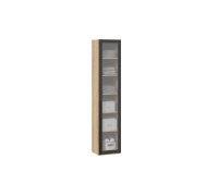 Шкаф для белья (366) с 1 дверью со стеклом  «Порто», Яблоня Беллуно/Графит/Стекло сатин черное
