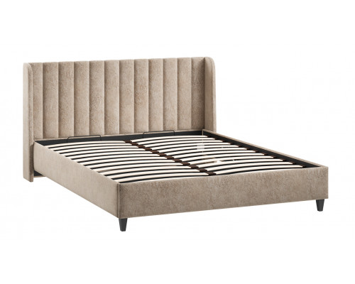 Кровать с ПМ «Шанель» 160 (с подъемным механизмом), Микровелюр Wellmart Dark Beige