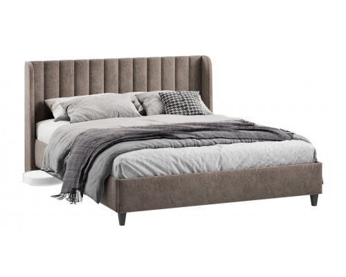 Кровать с ПМ «Шанель» 160 (с подъемным механизмом), Микровелюр Wellmart Latte