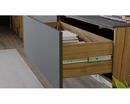 Тумба для теле- и радиоаппаратуры «Порто», Яблоня Беллуно, Графит софт