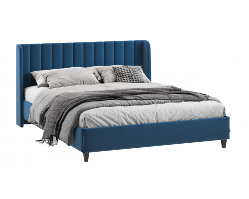 Кровать с ПМ «Шанель» 160 (с подъемным механизмом), Микровелюр Wellmart Blue