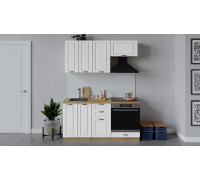 Кухонный гарнитур «Лина» длиной 160 см со шкафом НБ, Дуб Крафт золотой, Белый