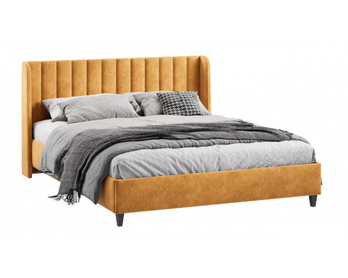Кровать с ПМ «Шанель» (с подъемным механизмом), Микровелюр Wellmart Yellow