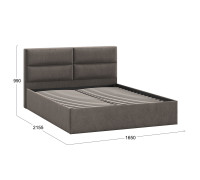 Кровать без ПМ «Глосс» Тип 1 ,1600 (без подъемного механизма),Микровелюр Wellmart Latte