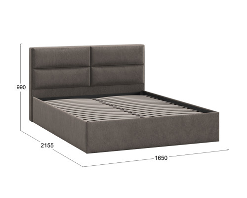 Кровать без ПМ «Глосс» Тип 1 ,1600 (без подъемного механизма),Микровелюр Wellmart Latte