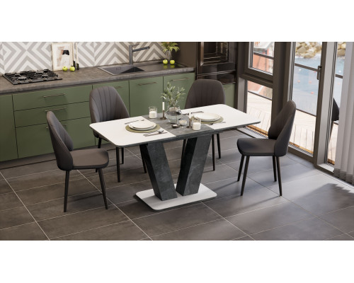 Стол раздвижной «Чинзано» Тип 1,Моод темный/стекло белое матовое