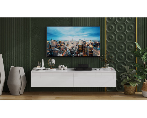 Тумба для теле- и радиоаппаратуры «Глосс», белый глянец, стекло белый глянец