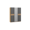 Шкаф-купе 1765 с 2 глухими и 1 зеркальной дверями «Оскар Скания», ручка черная, дуб крафт золотой, серый графит, дуб тортугга