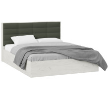 Кровать с ПМ «Агата» тип 1,1600 (с подъемным механизмом) без заглушины, дуб крафт белый, велюр серый