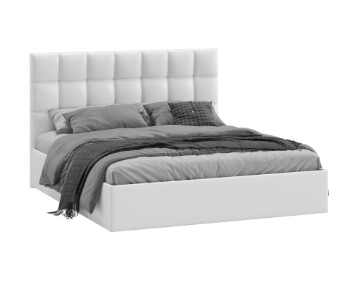 Кровать с ПМ «Эмбер» 1600 (с подъемным механизмом) с заглушиной, экокожа белая Polo