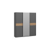 Шкаф-купе 2092 с 2 глухими и 1 зеркальной дверями «Оскар Скания», ручка черная, серый графит, дуб тортугга