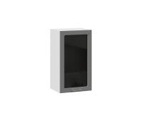 Шкаф навесной 400 c одной дверью со стеклом «Габриэлла», Белый, Титан