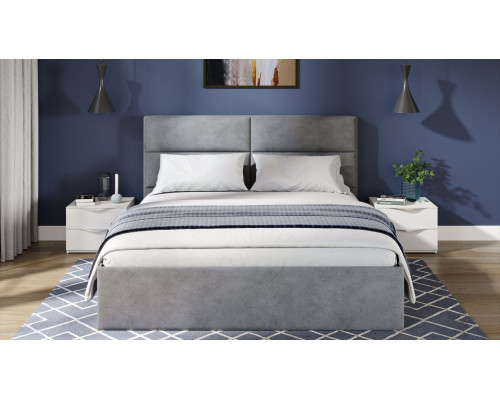 Кровать без ПМ «Глосс» 160 Тип 1 (без подъемного механизма), микровелюр Wellmart Silver