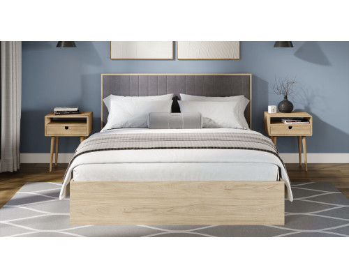 Кровать без ПМ «Сэнди» Тип 2, 160 (без подъемного механизма), Вяз благородный, Велюр Графит