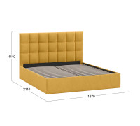 Кровать без ПМ «Эмбер» (без подъемного механизма), Микровелюр Wellmart Yellow