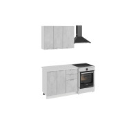 Кухонный гарнитур «Гранита» 1000 стандартный набор, Белый/Бетон снежный