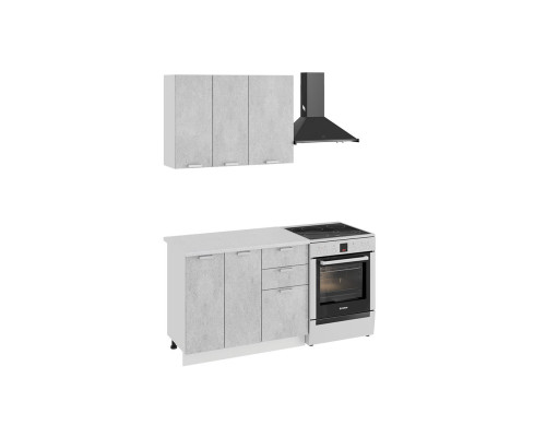Кухонный гарнитур «Гранита» 1000 стандартный набор, Белый/Бетон снежный