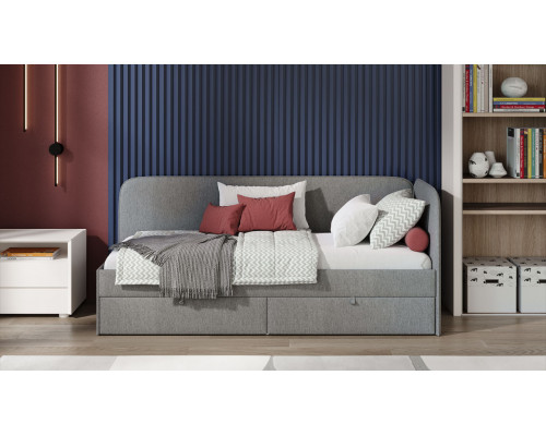 Кровать с мягкой обивкой (900) «Молли» Тип 1, Микровелюр Scandi Graphite 22