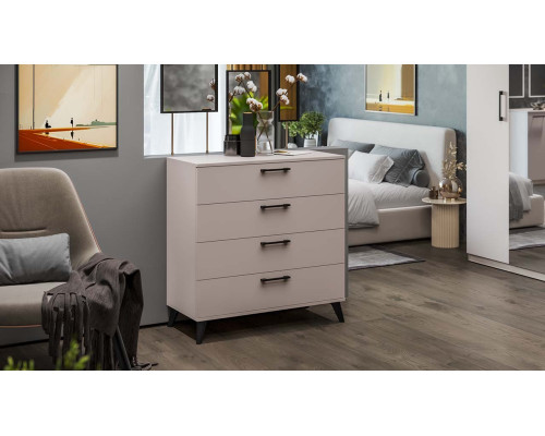 Комод «Нео» с опорами, Кашемир, Черный матовый