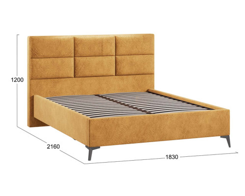 Кровать без ПМ «Делана» 160 (без подъемного механизма), Микровелюр Wellmart Yellow Кровать без ПМ «Делана» 160 (без подъемного механизма), Микровелюр Wellmart Yellow