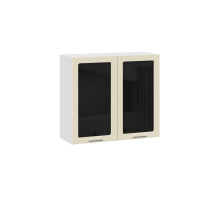 Шкаф навесной 800 c двумя дверями со стеклом «Габриэлла», Белый, Крем