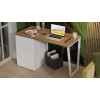 Стол письменный с тумбой универсальной «Порто», Белый Жемчуг, Яблоня Беллуно, Белый софт