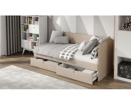 Кровать с мягкой обивкой «Молли» 80*200 Тип 1, Микровелюр Scandi Cream 03