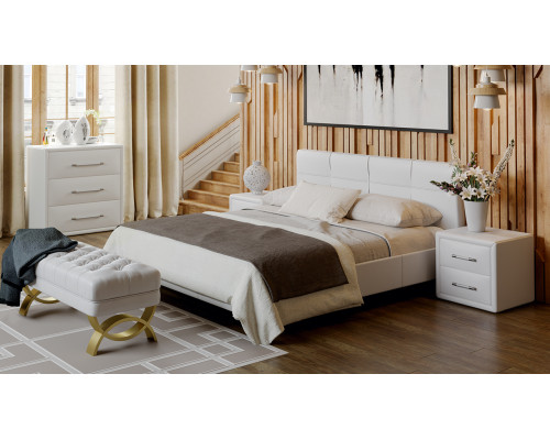 Кровать «Элис»,1600 c мягкой обивкой тип 1,Белая