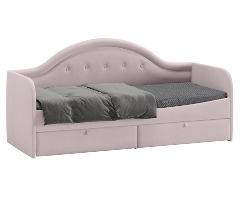 Кровать «Адель» с мягкой спинкой тип 1,велюр пудровый