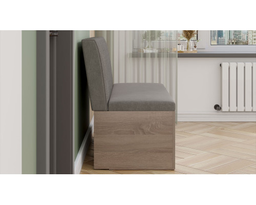 Скамья прямая «Мальта», дуб сонома трюфель, микровелюр Linea Grande 25/Connect 25 (мокко)