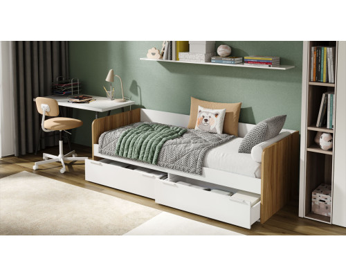 Кровать «Порто» 800, Яблоня Беллуно, Белый софт