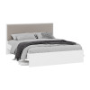 Кровать без ПМ «Стенли» 160 (без подъемного механизма), Белый Ясень, Велюр Confetti Smoke