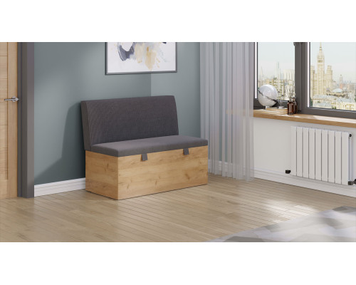 Скамья прямая «Мальта», дуб крафт золотой, микровелюр Linea Grande 66/Connect 66 (серо-коричневый)