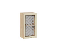 Шкаф навесной 400 c одной дверью со стеклом «Бьянка», Дуб Крафт золотой, Дуб ваниль