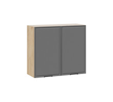 Шкаф навесной 800 c двумя дверями «Белладжио», Дуб Крафт золотой, Софт графит