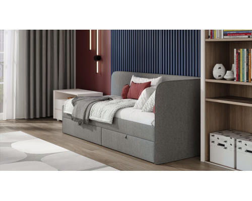 Кровать с мягкой обивкой (900) «Молли» Тип 1, Микровелюр Scandi Graphite 22
