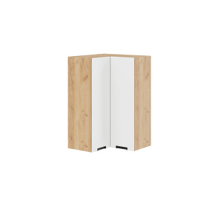 Шкаф навесной угловой прямой 92*60*60 «Гренада», дуб крафт золотой, холст белый