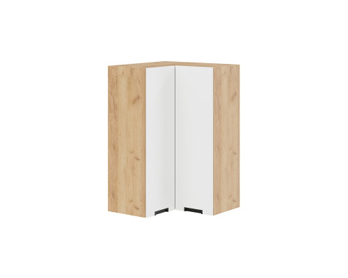 Шкаф навесной угловой прямой 92*60*60 «Гренада», дуб крафт золотой, холст белый