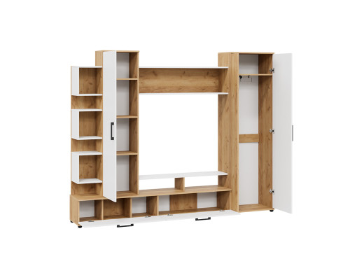 Стенка «Дакота», Дуб Крафт золотой, Белый Ясень